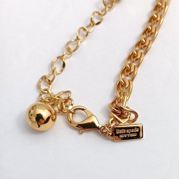 Kate Spade Black Green Yellow Gold Tone Rhinestone Collar Necklace 17" - Picture 6 of 6